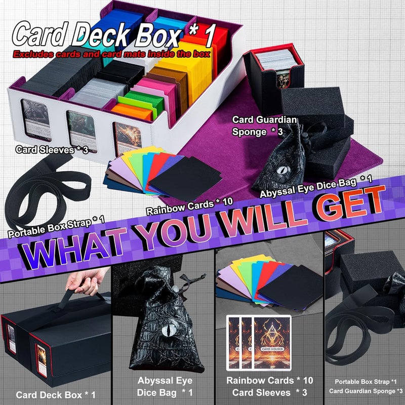 Scimi Extra Large Card Storage Box Holds 3600+ Cards Compatible with 12 Small Deck Boxes, Includes Cthulhu Dice Bag, 10 Colorful Dividers, 4 Protective Foam Pads, Perfect for MTG (W/P) - Image 2